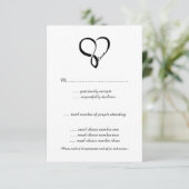 ブラックラブハートウェディングRSVPカード 出欠カード (スタンド正面)