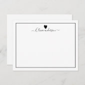 ブラックラブハートパーソナライズされたノートカード ノートカード (正面/裏面)