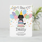 ブラックラブラドードルドッグバースデーパーティーの招待 招待状 (スタンド正面)