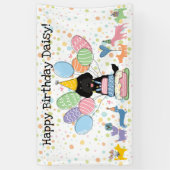 ブラックラブラドードルドッグバースデーパーティー 横断幕 (縦)