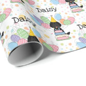 ブラックラブラドードルドッグ誕生日 ラッピングペーパー (ロールコーナー)