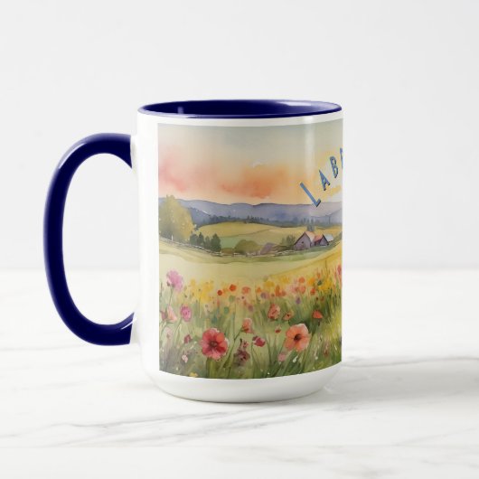 ブラックラブラドードルパピー、カスタマイズ可能なサンライズ マグカップ (左)