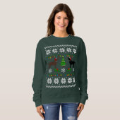 ブラックラブラドールとチョコレートラブラドールクリスマス スウェットシャツ (正面フル)