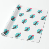 ブラックラブラドールとハートバルーン包装紙 ラッピングペーパー (アンロールド)