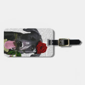 ブラックラブラドールとバラ2 ラゲッジタグ (正面横)