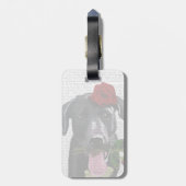 ブラックラブラドールとバラ2 ラゲッジタグ (裏面縦)