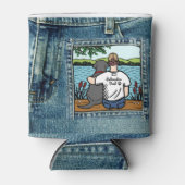 ブラックラブラドールとパパレイクビュー 缶クーラー (正面)