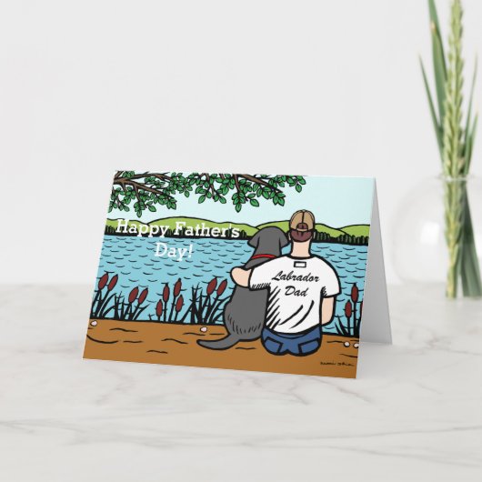 ブラックラブラドールとパパ カード (正面)