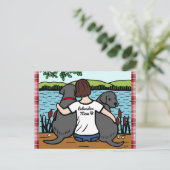 ブラックラブラドールとママ ポストカード (スタンド正面)