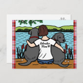 ブラックラブラドールとママ ポストカード (正面/裏面)