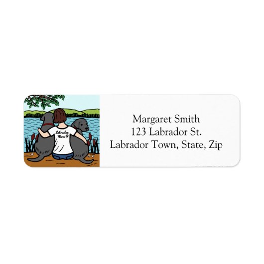 ブラックラブラドールとママ ラベル (正面)