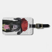 ブラックラブラドールとレッドキャップ ラゲッジタグ (正面横)