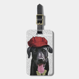 ブラックラブラドールとレッドキャップ ラゲッジタグ