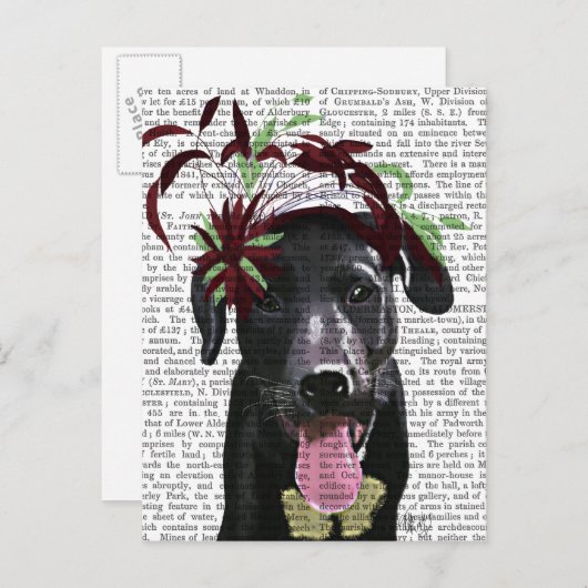 ブラックラブラドールと緑の魅力器 ポストカード (正面/裏面)