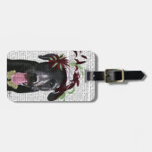 ブラックラブラドールと緑の魅力器 ラゲッジタグ (正面横)