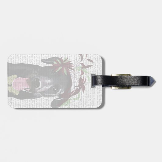 ブラックラブラドールと緑の魅力器 ラゲッジタグ (裏面横)