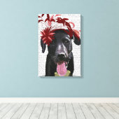 ブラックラブラドールと赤い魅了 キャンバスプリント (インサイチュ (ウッドフロア))