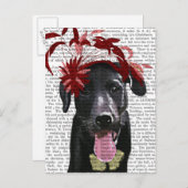 ブラックラブラドールと赤い魅了 ポストカード (正面/裏面)