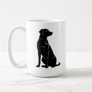 ブラックラブラドールのシルエットイラストレーション コーヒーマグカップ