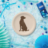 ブラックラブラドールのシルエットイラストレーション ペーパープレート (パーティー)