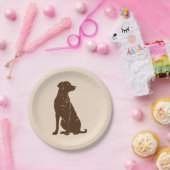 ブラックラブラドールのシルエットイラストレーション ペーパープレート (パーティー)