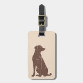 ブラックラブラドールのシルエットイラストレーション ラゲッジタグ (正面縦)