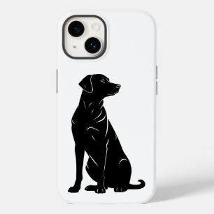 ブラックラブラドールのシルエットイラストレーション Case-Mate iPhone 14ケース