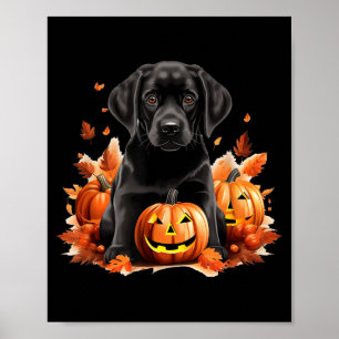 ブラックラブラドールのママ・パパのハロウィン・秋・面白グッズ ポスター