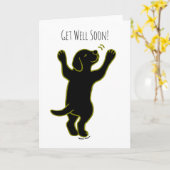 ブラックラブラドールの子犬のハグがよくカードを手に入れる カード (黄色い花)