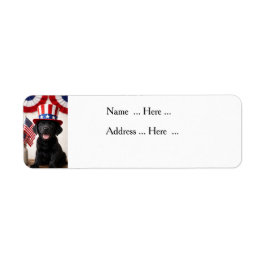 ブラックラブラドールの子犬愛国サマーパーティー オーダーメイド ラベル