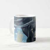 ブラックラブラドールの水泳パターン コーヒーマグカップ (正面左)