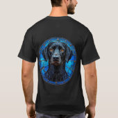 ブラックラブラドールの肖像画 愛犬家のギフト Tシャツ (裏面)