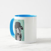 ブラックラブラドールインボウリングをする人、 クリケットの投手ハット マグカップ (正面左)