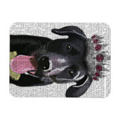 ブラックラブラドールウィズティアラ マグネット (横)