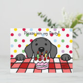 ブラックラブラドールウォッチング誕生日 招待状 (スタンド正面)