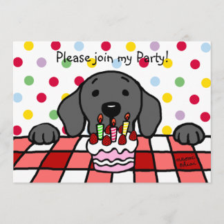 ブラックラブラドールウォッチング誕生日 招待状