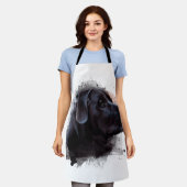 ブラックラブラドールウォーターカラーエプロン エプロン (着用した状態)