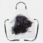 ブラックラブラドールウォーターカラーエプロン エプロン (正面)