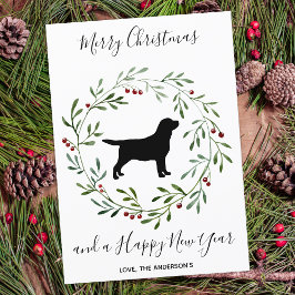 ブラックラブラドールエレガントドッグメリークリスマス シーズンカード