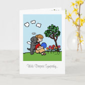 ブラックラブラドールエンジェルウィズラブ カード (黄色い花)