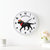 ブラックラブラドールカウボーイマンガ ラージ壁時計 (ホーム)