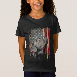 ブラックラブラドールギフトUSA国旗研究所主ダックハンター Tシャツ