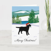 ブラックラブラドールクリスマスウィンタービュー シーズンカード (正面)