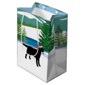 ブラックラブラドールクリスマスウィンタービュー ミディアムペーパーバッグ (裏面アングル)