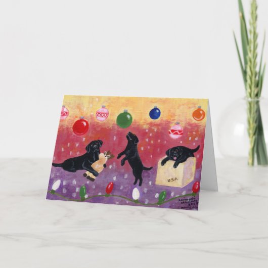 ブラックラブラドールクリスマスカード シーズンカード (正面)