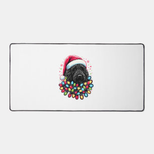 ブラックラブラドールクリスマスツリークリスマスライツドゥードル デスクマット