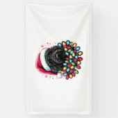 ブラックラブラドールクリスマスツリークリスマスライツドゥードル 横断幕 (縦)