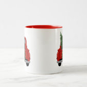 ブラックラブラドールクリスマストラック ツートーンマグカップ (中央)