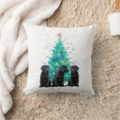 ブラックラブラドールクリスマスパピー クッション (ブランケット)