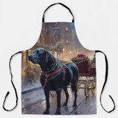 ブラックラブラドールクリスマスフェスティバルシーズン エプロン (正面)